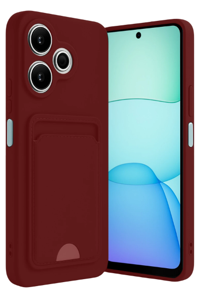 Newface Xiaomi Redmi 13 4G Kılıf Kelvin Kartvizitli Silikon - Bordo resmi