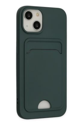 Newface iPhone 14 Plus Kılıf Kelvin Kartvizitli Silikon - Koyu Yeşil resmi