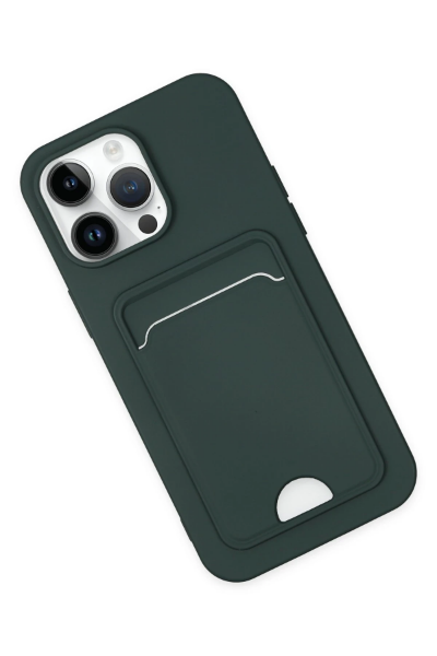 Newface iPhone 14 Pro Kılıf Kelvin Kartvizitli Silikon - Koyu Yeşil resmi