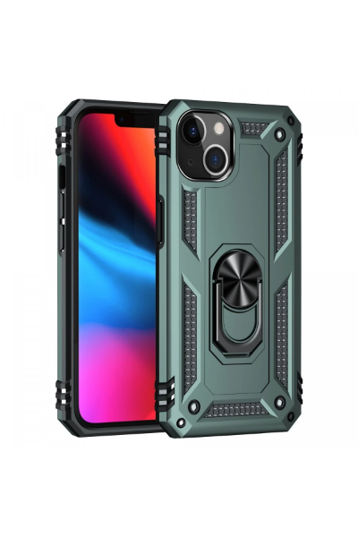 Newface iPhone 14 Plus Kılıf Sofya Yüzüklü Silikon Kapak - Yeşil resmi