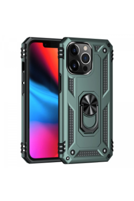 Newface iPhone 14 Pro Kılıf Sofya Yüzüklü Silikon Kapak - Yeşil resmi