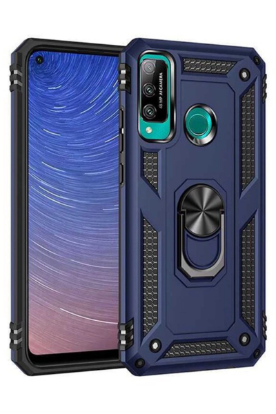 Newface Huawei P40 Lite E Kılıf Sofya Yüzüklü Silikon Kapak - Lacivert resmi