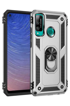 Newface Huawei P40 Lite E Kılıf Sofya Yüzüklü Silikon Kapak - Gümüş resmi