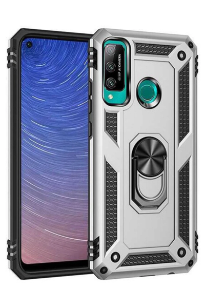 Newface Huawei P40 Lite E Kılıf Sofya Yüzüklü Silikon Kapak - Gümüş resmi