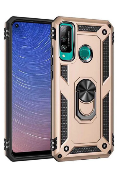 Newface Huawei P40 Lite E Kılıf Sofya Yüzüklü Silikon Kapak - Gold resmi