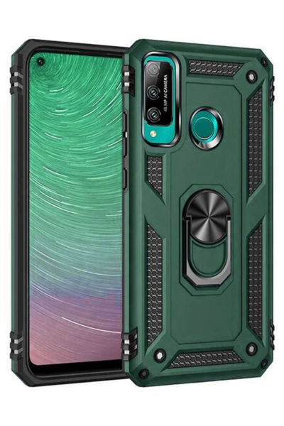 Newface Huawei P40 Lite E Kılıf Sofya Yüzüklü Silikon Kapak - Yeşil resmi