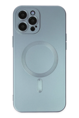 Newface iPhone 12 Pro Max Kılıf Moshi Lens Magneticsafe Silikon - Sierra Blue resmi