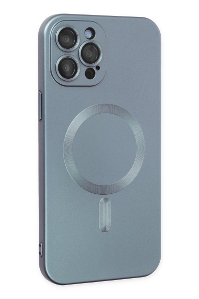 Newface iPhone 12 Pro Max Kılıf Moshi Lens Magneticsafe Silikon - Sierra Blue resmi
