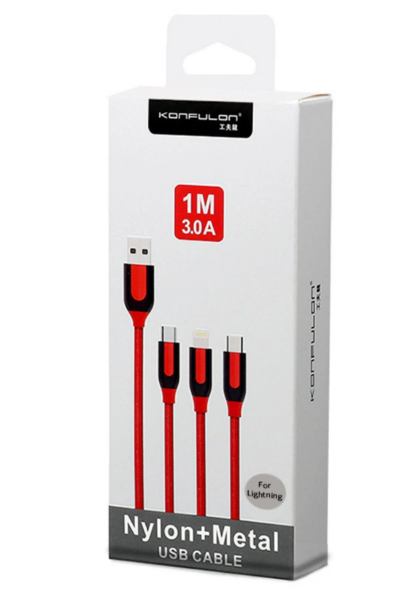 Konfulon S51 Lightning Kablo iphone Uyumlu 1M 3A - Siyah resmi