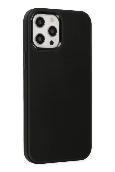 Newface iPhone 12 Pro Max Kılıf Asya Deri Silikon - Siyah resmi