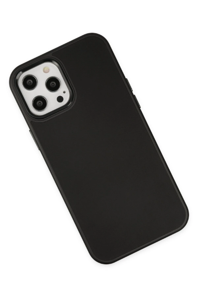 Newface iPhone 12 Pro Max Kılıf Asya Deri Silikon - Siyah resmi