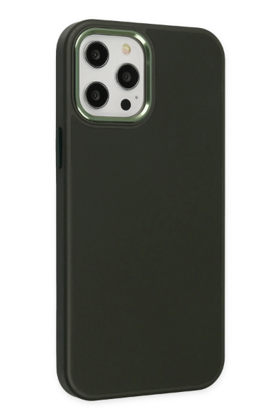 Newface iPhone 12 Pro Max Kılıf Asya Deri Silikon - Koyu Yeşil resmi