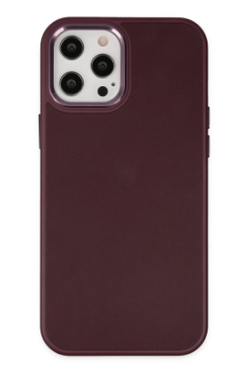 Newface iPhone 12 Pro Max Kılıf Asya Deri Silikon - Mürdüm resmi