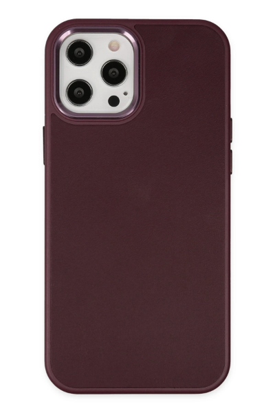 Newface iPhone 12 Pro Max Kılıf Asya Deri Silikon - Mürdüm resmi