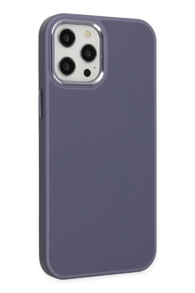 Newface iPhone 12 Pro Max Kılıf Asya Deri Silikon - Mor resmi