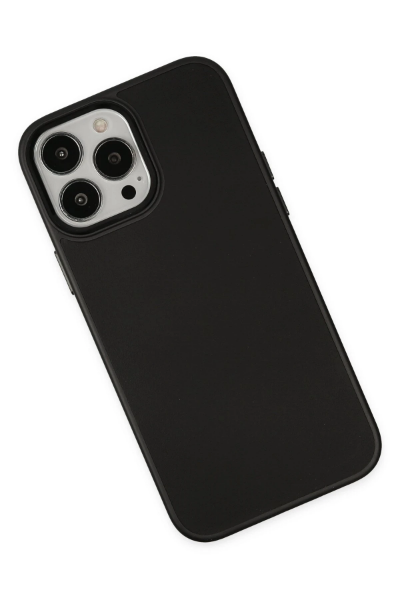 Newface iPhone 13 Pro Max Kılıf Asya Deri Silikon - Siyah resmi