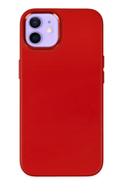 Newface iPhone 12 Kılıf Asya Deri Silikon - Kırmızı resmi