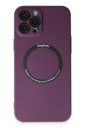 Newface iPhone 12 Pro Max Kılıf Jack Magneticsafe Lens Silikon - Mürdüm resmi