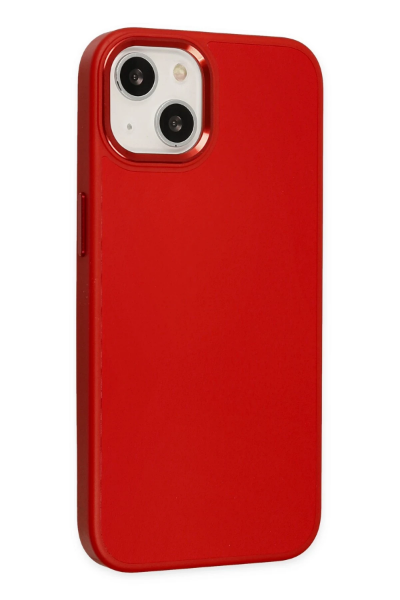 Newface iPhone 14 Plus Kılıf Asya Deri Silikon - Kırmızı resmi