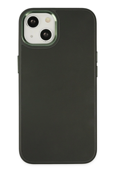 Newface iPhone 14 Plus Kılıf Asya Deri Silikon - Koyu Yeşil resmi
