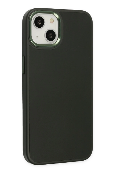 Newface iPhone 14 Plus Kılıf Asya Deri Silikon - Koyu Yeşil resmi