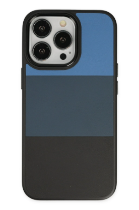 Newface iPhone 14 Pro Max Kılıf King Kapak - Mavi-Siyah resmi