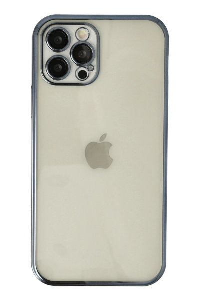 Newface iPhone 12 Pro Max Kılıf Razer Lensli Silikon - Lacivert resmi