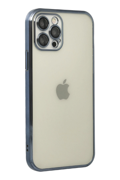 Newface iPhone 12 Pro Max Kılıf Razer Lensli Silikon - Lacivert resmi