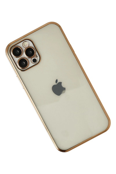 Newface iPhone 12 Pro Max Kılıf Razer Lensli Silikon - Gold resmi