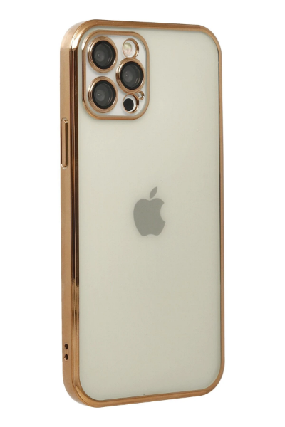 Newface iPhone 12 Pro Max Kılıf Razer Lensli Silikon - Gold resmi