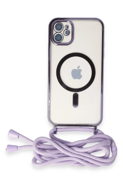 Newface iPhone 11 Kılıf Divo Lazer Askılı Magsafe Kapak - Lila resmi
