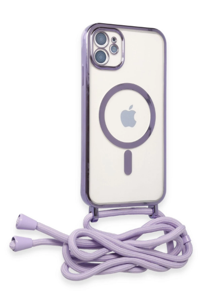 Newface iPhone 11 Kılıf Divo Lazer Askılı Magsafe Kapak - Lila resmi