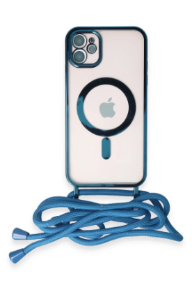 Newface iPhone 12 Kılıf Divo Lazer Askılı Magsafe Kapak - Sierra Blue resmi