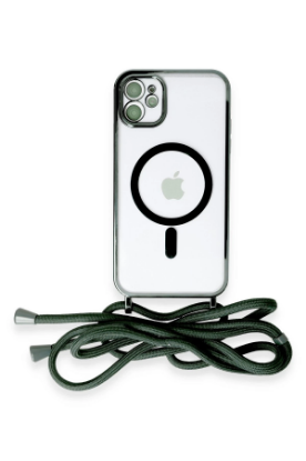 Newface iPhone 12 Kılıf Divo Lazer Askılı Magsafe Kapak - Koyu Yeşil resmi
