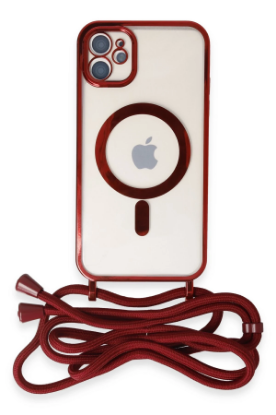 Newface iPhone 12 Kılıf Divo Lazer Askılı Magsafe Kapak - Kırmızı resmi