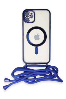 Newface iPhone 12 Kılıf Divo Lazer Askılı Magsafe Kapak - Mavi resmi