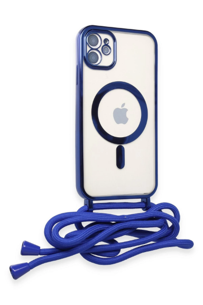 Newface iPhone 12 Kılıf Divo Lazer Askılı Magsafe Kapak - Mavi resmi