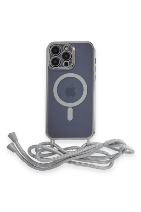 Newface iPhone 12 Pro Kılıf Divo Lazer Askılı Magsafe Kapak - Gümüş resmi
