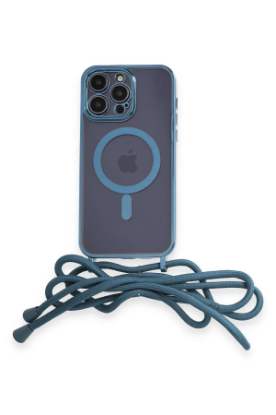 Newface iPhone 12 Pro Max Kılıf Divo Lazer Askılı Magsafe Kapak - Sierra Blue resmi