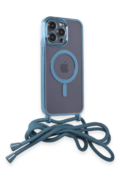 Newface iPhone 12 Pro Max Kılıf Divo Lazer Askılı Magsafe Kapak - Sierra Blue resmi