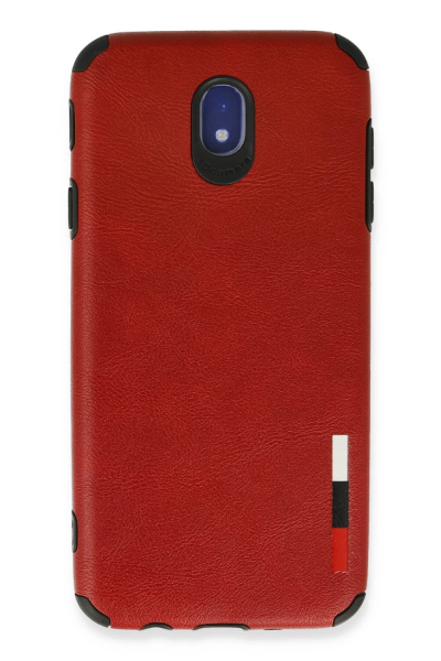 Newface Samsung Galaxy J7 Pro / J730 Kılıf Loop Deri Silikon - Kırmızı resmi