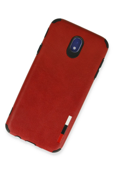 Newface Samsung Galaxy J7 Pro / J730 Kılıf Loop Deri Silikon - Kırmızı resmi