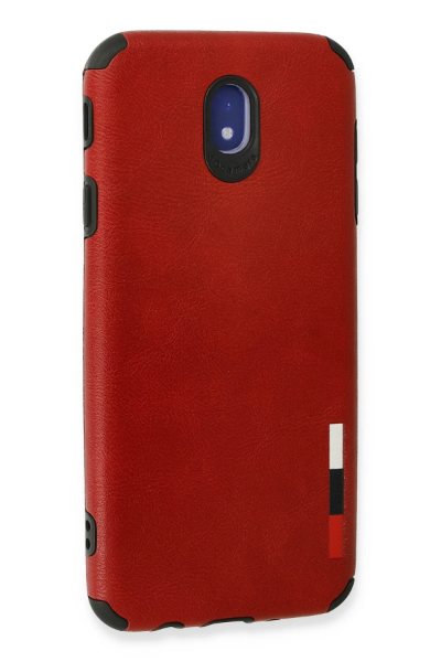 Newface Samsung Galaxy J7 Pro / J730 Kılıf Loop Deri Silikon - Kırmızı resmi
