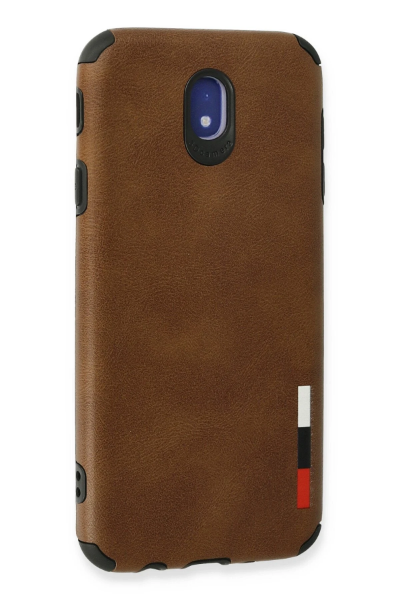 Newface Samsung Galaxy J7 Pro / J730 Kılıf Loop Deri Silikon - Kahverengi resmi