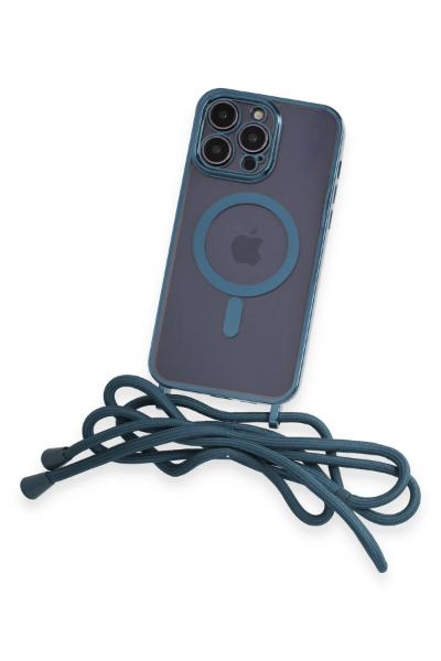 Newface iPhone 13 Pro Kılıf Divo Lazer Askılı Magsafe Kapak - Sierra Blue resmi