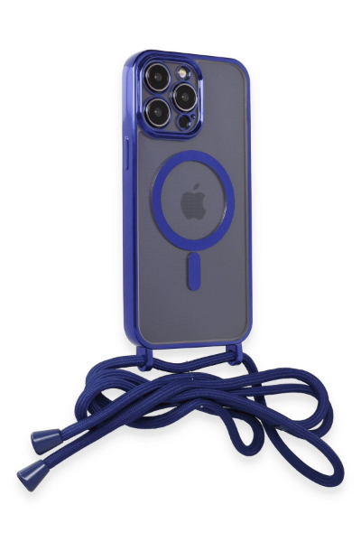 Newface iPhone 13 Pro Kılıf Divo Lazer Askılı Magsafe Kapak - Mavi resmi