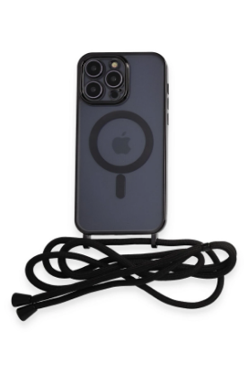 Newface iPhone 14 Pro Kılıf Divo Lazer Askılı Magsafe Kapak - Siyah resmi