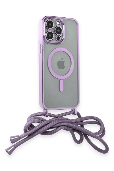 Newface iPhone 14 Pro Kılıf Divo Lazer Askılı Magsafe Kapak - Lila resmi