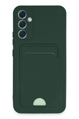 Newface Samsung Galaxy A34 5G Kılıf Kelvin Kartvizitli Silikon - Koyu Yeşil resmi