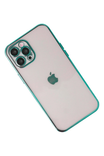 Newface iPhone 12 Pro Max Kılıf Razer Lensli Silikon - Yeşil resmi